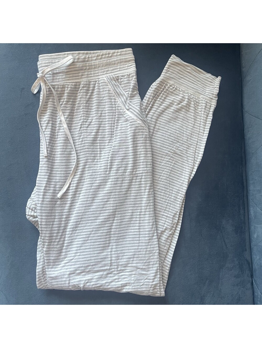 LOVE by GAP Pajama Pants M True Sleep Modal Jogger Bottoms Stripe Gray Pockets